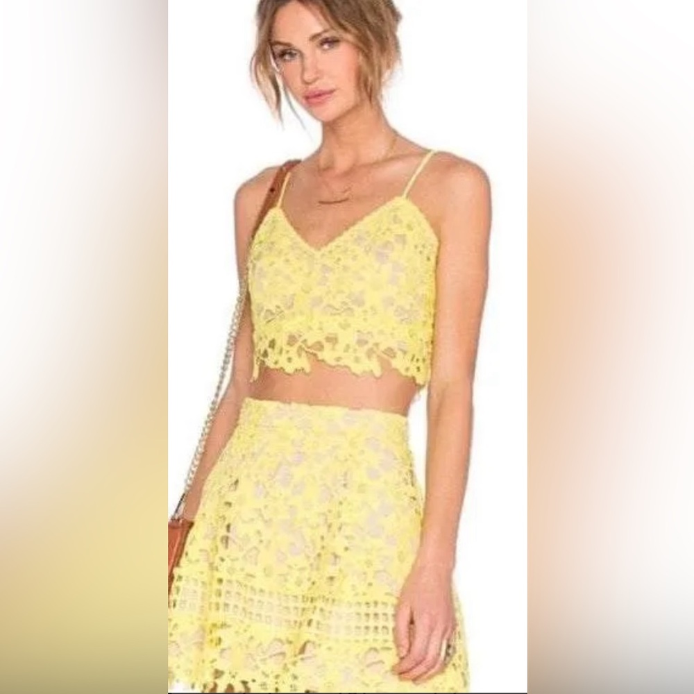Lovers + Friends Yellow Lace Dress